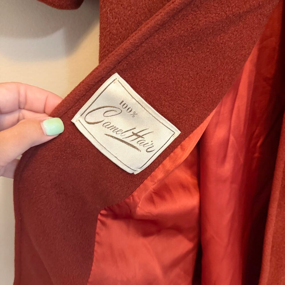 Vtg Searle Blatt Studio Camel Hair Trench Coat 6 Orange Long Luxury Classic Warm - Picture 7 of 8